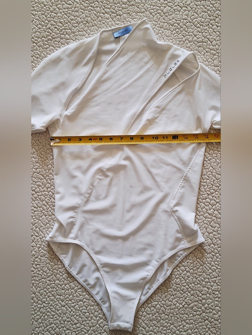 MUGLER White Lycra Double Cutout Bodysuit FR 40 US 8 M Org $620 - Picture 12 of 13